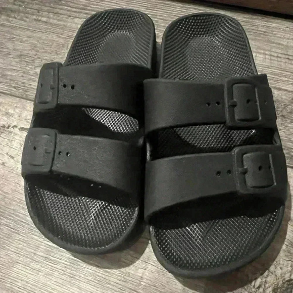 Freedom Moses Kids Toddler Sz 26/27 Black Adjustable Double Buckle Slide Sandals - Picture 3 of 9